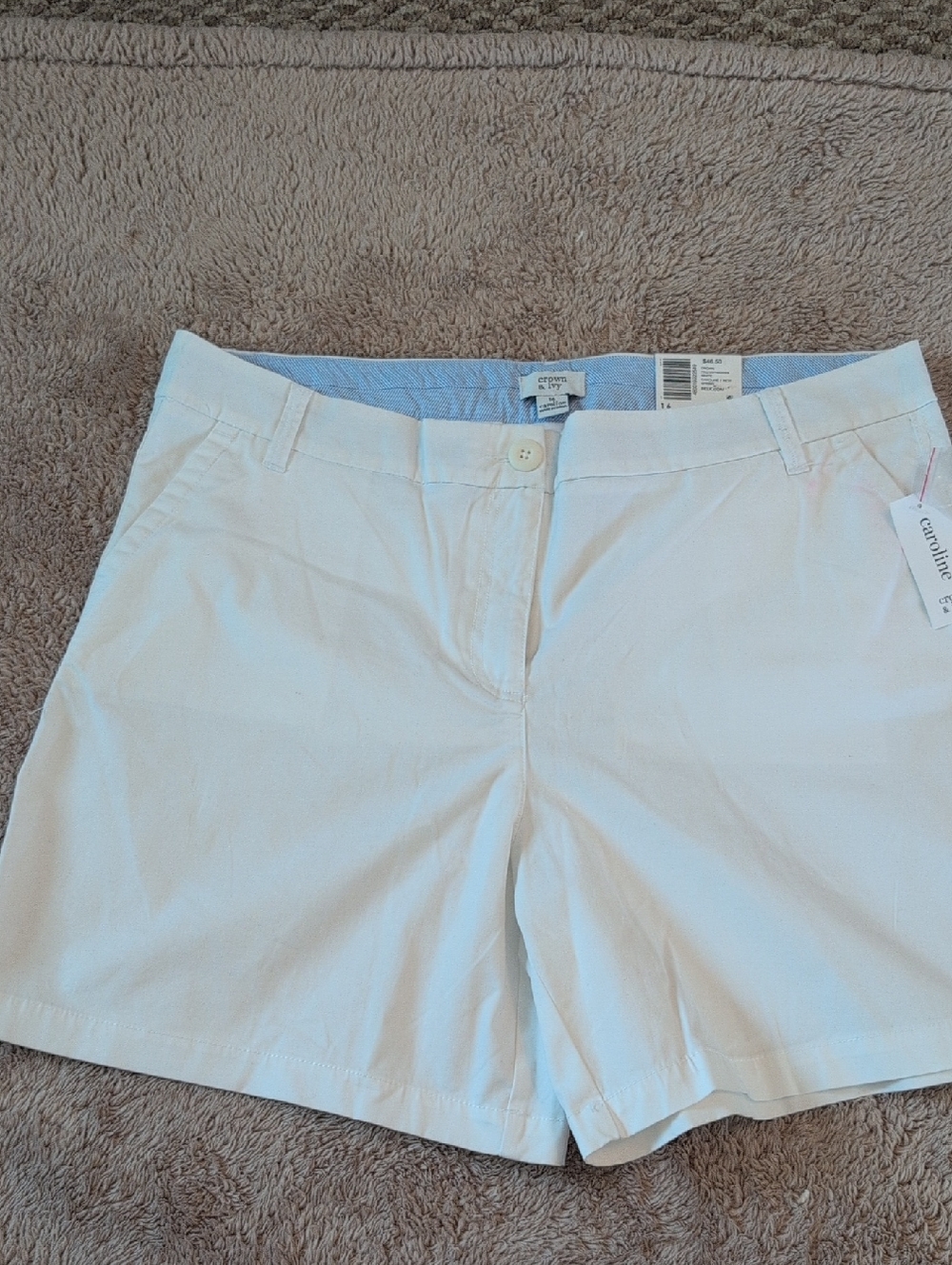 Crown & Ivy 7" White Caroline Shorts Size 16